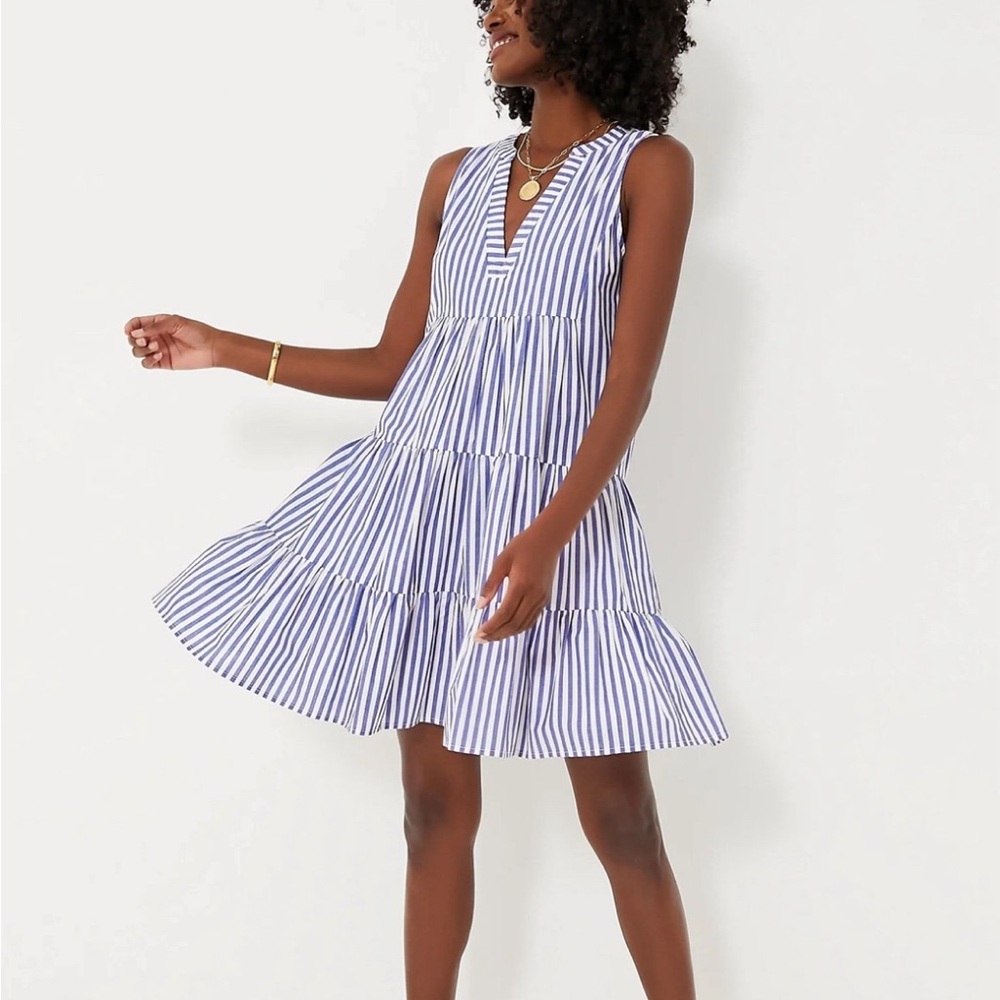 Striped Blue and White Sleeveless Tuckernuck Dress
